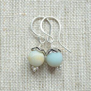 Matte Amazonite Drop Earrings in Sterling Silver - Made in Canada